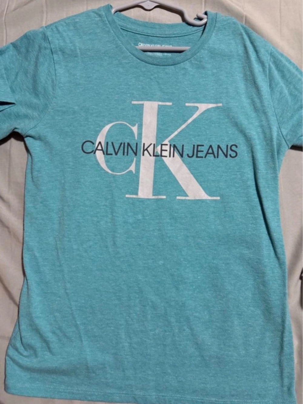 Calvin Klein Jeans Kids Aqua Blue Logo Short-Sleeve Tee